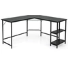 Image de CostwayBureau Informatique en Forme de L 138 CM Bureau d'Angle Bureau d'Étude avec Structure en Acier au Carbone Noir