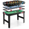 Image de Costway4 en 1 Baby-Foot avec 18 Joueurs & Billard & Hockey & Tennis de Table Table de Jeu Empilable avec Marqueur Manuel Jouets 125x97x83cm