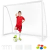 Image de CostwayBut de Football Exterieur 245 x 182 cm Cage de Foot avec Filet Résistant aux Intempéries et Cadre UPVC Piquets de Sol et Cônes de Football