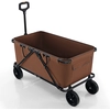 Image de CostwayChariot 170 L Robuste Chariot Pliable avec Guidon Réglable Porte-bouteilles et Poche de Rangement Chariot Utilitaire Pliable Café