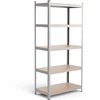 Image de CostwayÉtagère de Rangement 91x46x183CM avec 5 Tablettes Chaque Charge 175KG en Métal et Bois Argent