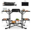 Image de CostwayTable de Camping Pliable avec 4 Tablettes d'Appoint Table de Pique-nique Portable Plateau en Aluminium avec Sac de Transport 135x54x88CM