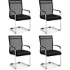 Image de CostwayEnsemble de 4 Chaises de Bureau pour Invités Chaise de Conférence avec Base Luge Accoudoirs en Métal Chaise de Réunion Noir