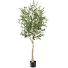 Image de CostwayPlantes Artificielles Fausse Olivier en Pot H-182 cm Feuilles en Soie Décoration pour Intérieur/Extérieur