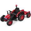 Image de CostwayTracteur Electrique avec Télécommande 2.4G 12V 7AH Vitesse : 3-8 km/h MP3 Port USB pour Enfants de 3 à 8 Ans Rouge