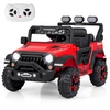 Image de CostwayVoiture Électrique 12V Enfants avec Télécommande Affichage Batterie Roues à Bande de Roulement Démarrage Doux 3 Vitesses Rouge