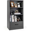 Image de Giantex Bibliothèque Étagère en Bois à 4 Niveaux avec Grand Tiroir (60 x 38 x 120 cm,Gris)