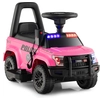 Image de CostwayPorteur Enfants avec Mégaphone & Autocollant de Police Voiture à Pousser avec Lumières et Sonore Charge 25 kg pour 18-60 Rose