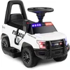 Image de CostwayPorteur Enfants avec Mégaphone & Autocollant de Police Voiture à Pousser avec Lumières et Sonore Charge 25 kg pour 18-60 Blanc