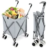 Image de CostwayChariot de Courses Pliable 90L 4 Roues Freinage et Direction à 360° Cadre en Acier en Forme de X Charge max.: 54 KG Gris