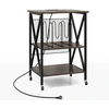 Image de CostwaySupport pour Tourne-disque Support pour Platine avec Station de Charge Intégrée Table d'Appoint en Métal avec Séparateur Gris