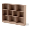 Image de CostwayBibliothèque à 10 Cases Armoire de Rangement Autoportante à 3 Niveaux Kits Anti-basculement Etagère de Présentation en Bois de 140cm Naturel