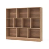 Image de CostwayBibliothèque à 10 Cases Armoire de Rangement Autoportante à 3 Niveaux Kits Anti-basculement Etagère de Présentation en Bois 120cm Naturel