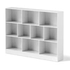 Image de CostwayBibliothèque à 10 Cases Armoire de Rangement Autoportante à 3 Niveaux Kits Anti-basculement Etagère de Présentation en Bois de 140cm Blanc