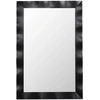 Image de CostwayMiroir Mural 106x71,5CM Miroir en Bois de Caoutchouc Style Rustique avec Cadre en Bois Massif Miroir Rectangulaire de Vanité Noir