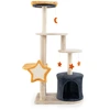 Image de CostwayArbre à Chat Mignon 128 CM pour Chats Tour à Chats Multi-niveaux avec Poteaux à Griffer en Sisal & Planche Condo Perchoir en Peluche