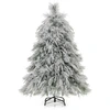 Image de CostwaySapin de Noël Artificiel Floqué à Charnières Lumières LED Blanc Chaud Pointes de Branche Aiguilles de Pin Feuilles de Saule 146cm