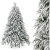 Image de CostwaySapin de Noël Artificiel Floqué à Charnières Lumières LED Blanc Chaud Pointes de Branche Aiguilles de Pin Feuilles de Saule Haute de 180cm