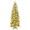 Image de CostwaySapin de Noël Artificiel de 190 cm Arbre de Noël à Charnières Floqué de Neige 671 Pointes 60 Pommes de Pin 280 Lumières LED Blanc Chaud