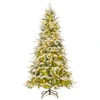 Image de CostwaySapin de Noël Artificiel de 190 cm Arbre de Noël à Charnières Floqué de Neige 765 Pointes 62 Pommes de Pin 280 Lumières LED Blanc Chaud