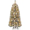 Image de Giantex Sapin de Noël Floqué de 150 cm, Arbre de Noël avec Aiguilles de Pin