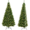 Image de CostwaySapin de Noël Artificiel d'Angle à 270° de 240 cm Sapin de Noël Pré-éclairé à Charnière 1137 Branches 360 Lumières LED Blanc Chaud