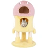 Image de CostwayArbre à Chat Originale avec Design de Petit Monstre avec 2 Condos Peluche Douce Griffoir en Sisal Jouets Suspendus Jaune
