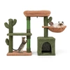 Image de CostwayArbre à Chat de 81cm de Haut Tour pour Chat en Forme de Cactus Vert Multi-niveaux Perchoir Condo Hamac Poteaux à Gratter en Sisal Vert