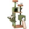 Image de CostwayArbre à Chat 160cm à Plusieurs Niveaux Poteaux à Gratter et Echelle en Sisal 2 Condos Perchoirs Rembourrés Jouets Suspendus Panier Vert