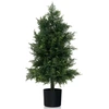 Image de CostwayArbre Artificiel de Pin 80CM avec Pot en Plastique Faux Cèdre Topiaire avec Feuilles Résistantes à la Lumière Fausse Plante
