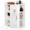 Image de CostwayÉtagère d'Angle 3 Niveaux avec Station de Charge Étagère Ouverte en Bois avec 9 Compartiments 2 Ports USB 4 Prises Rangement Cube Blanc