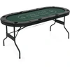 Image de CostwayTable de Poker Ovale Pliable de 182 cm pour 8 Joueurs Table de Jeu de Cartes pour Blackjack Texas Hold'em Porte-gobelets en Métal Vert