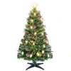 Image de CostwaySapin de Noël Artificiel avec 8 Modes d'Eclairage LED Blanc Chaud Fibres Optiques Pointes de Branches Aiguilles de Pin Hauteur de 150CM