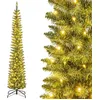 Image de Giantex Arbre de Noël Artificiel 213 cm, 499 Branches, 200 Lumières LED, Vert