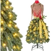 Image de CostwaySapin de Noël Artificiel Pré-éclairé de 150 cm en Forme de Jupe de Mannequin 248 Pointes de Branches 100 LED Blanc Chaud Baies Rouges