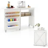 Image de CostwayTable de Couture Pliante Etagère 2 Bacs et 18 Crochets Armoire de Couture à Porte de Grange 5 Roues Verrouillables Blanc