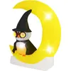 Image de Giantex Décoration d'halloween Eclairée LED, Hibou Gonflable sur Lune 130 x 155 cm