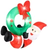 Image de CostwayCouronne Gonflable de 120cm avec Père Noël Couronne Illuminé avec Noeud Rouge 5 Lumières LED Décoration de Fenêtre Multicolore