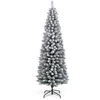 Image de CostwaySapin de Noël Artificiel 180 cm Sapin de Noël Floqué de Neige avec 460 Branches Support en Métal Pliable Forme Fine Décoration Saisonnière