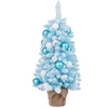 Image de CostwayMini Sapin de Noël Artificiel de 90 cm avec 12 Boules de Coton Naturel 24 Boules Décoratives Pointes de Branches Floquées de Neige Bleu