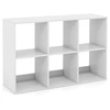 Image de CostwayBibliothèque Ouverte à 6 Cubes sur 2 Niveaux Etagère de Rangement Autoportante Style Rustique Kit Anti-basculement Blanc