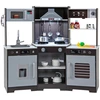 Image de CostwayCuisine de Jeu pour Enfants de 3 Ans+ Jouets en Bois Avec Hotte Machine à Glaçons Evier Robinet Micro-ondes Four Ustensiles Sons Marron