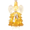 Image de CostwaySapin de Noël Artificiel Illuminé de 157 cm en Forme d’Ange Décoration de Noël avec LED Blanc Chaud Feuilles Dorées Piquets