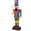 Image de CostwaySoldat Casse-Noisette de 184 cm avec Chapeau et Epée Décoration de Noël 3D avec 110 Lumières LED Blanc Chaud Figurine Pailletée Etanche