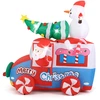 Image de CostwayPère Noël Gonflable de 177 cm sur Une Voiture avec Bonhomme de Neige Décoration de Noël avec Sapin de Noël et Couronne 5 LED