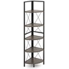 Image de CostwayÉtagère d'Angle Industrielle à 5 Niveaux Supports à Plantes avec Cadre en Métal Supports à Échelle Gris Chêne