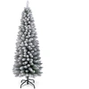 Image de CostwaySapin de Noël Artificiel 150 cm Sapin de Noël Floqué de Neige avec 328 Branches Support en Métal Pliable Forme Fine Décoration Saisonnière