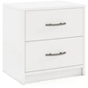 Image de CostwayTable de Nuit à 2 Tiroirs avec Rangement Petite Table de Nuit de Sol Table d'Appoint en Bois Blanc