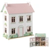 Image de CostwayMaison de Poupée en Bois à 3 Niveaux Toits Double Face et Portes Ouvrables Maison de Rêve pour Les Enfants de 3 Ans et Plus Rose