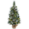 Image de CostwaySapin de Noël Artificiel Pré-éclairé 90cm Décoration de Table 98 Aiguilles de Pin Floquées Baies Pommes de Pin 30 Lumières LED Blanc Chaud